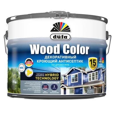 Dufa Wood Color, декоративный кроющий антисептик для дерева, 9 л, белый